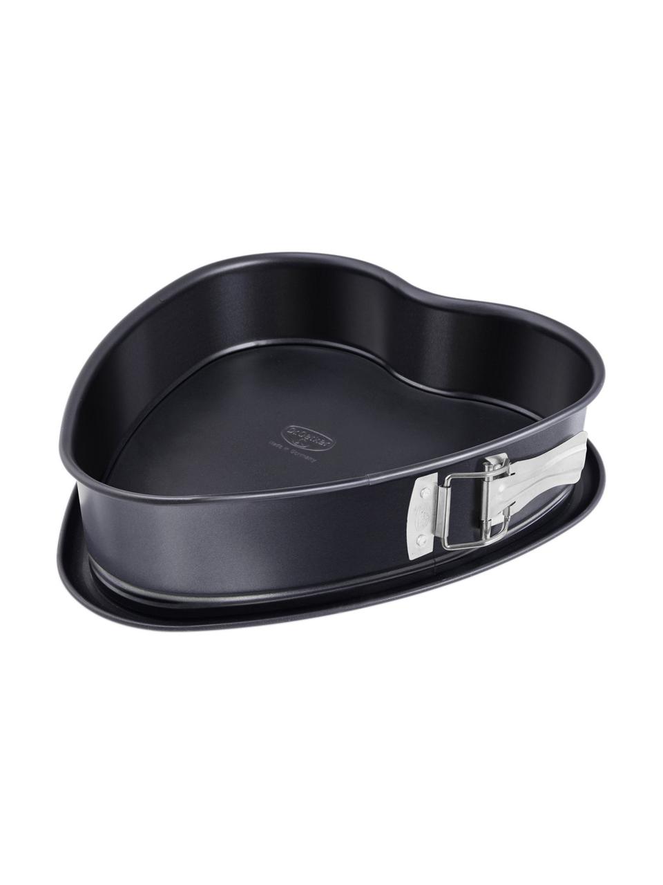 Moule à charnière en forme de cœur avec revêtement antiadhésif Mabel, Acier avec revêtement antiadhésif, Noir, Ø 25 x haut. 7 cm