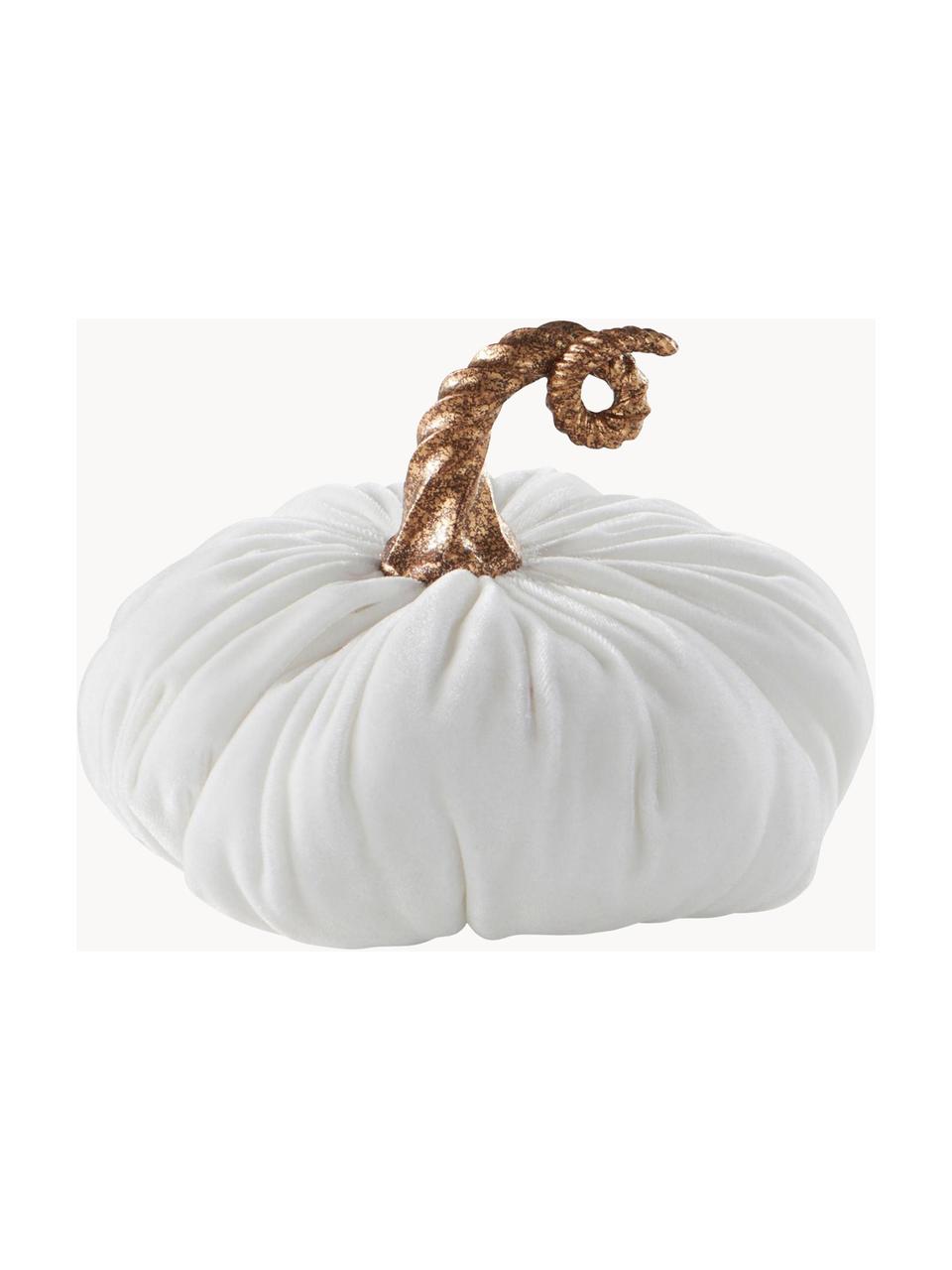 Calabaza decorativa pequeña Pumpis, Tapizado: terciopelo (100% poliéste, Estructura: poliresina, Blanco, Ø 16 x Al 15 cm