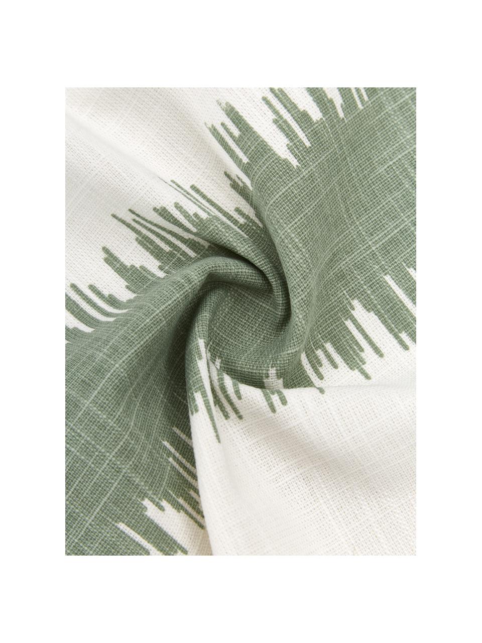 Housse de coussin ethnique coton pur vert Hasan, 2 élém., 100 % coton, Vert, blanc, larg. 30 x long. 50 cm, larg. 40 x long. 40 cm