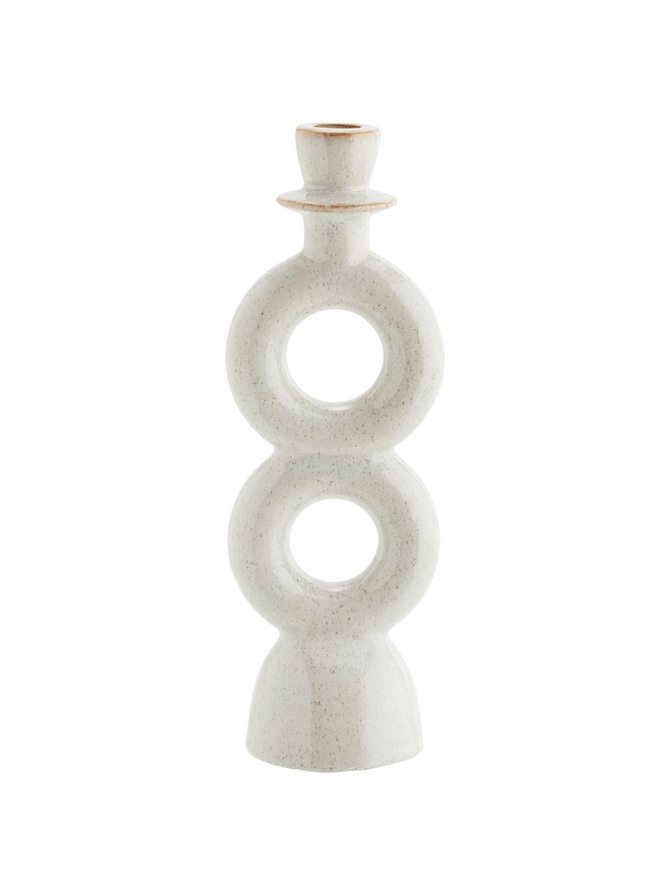 Candelabro Geo, Gres, Bianco maculato, Larg. 10 x Alt. 31 cm