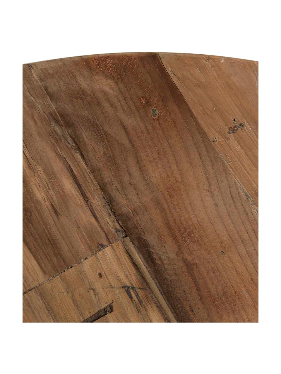 Tavolino da salotto rotondo in legno di teak Sixtine, Cornice: metallo verniciato, Legno di teak, nero, Ø 60 x Alt. 35 cm