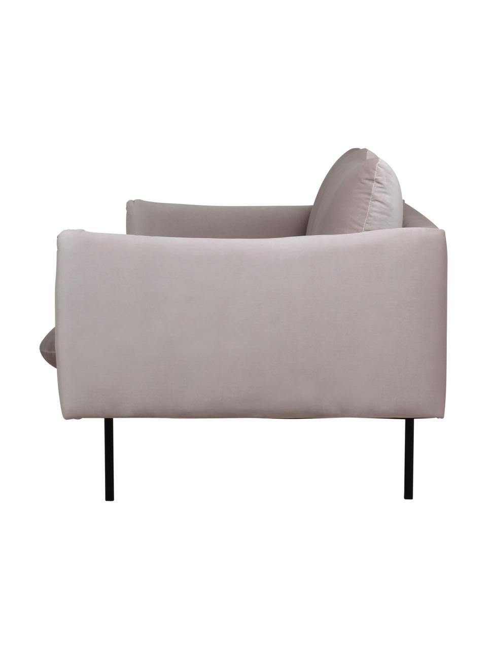 Sofa z aksamitu Moby (3-osobowa), Tapicerka: aksamit (wysokiej jakości, Stelaż: lite drewno sosnowe z cer, Nogi: metal malowany proszkowo, Greige aksamit, S 220 x G 95 cm