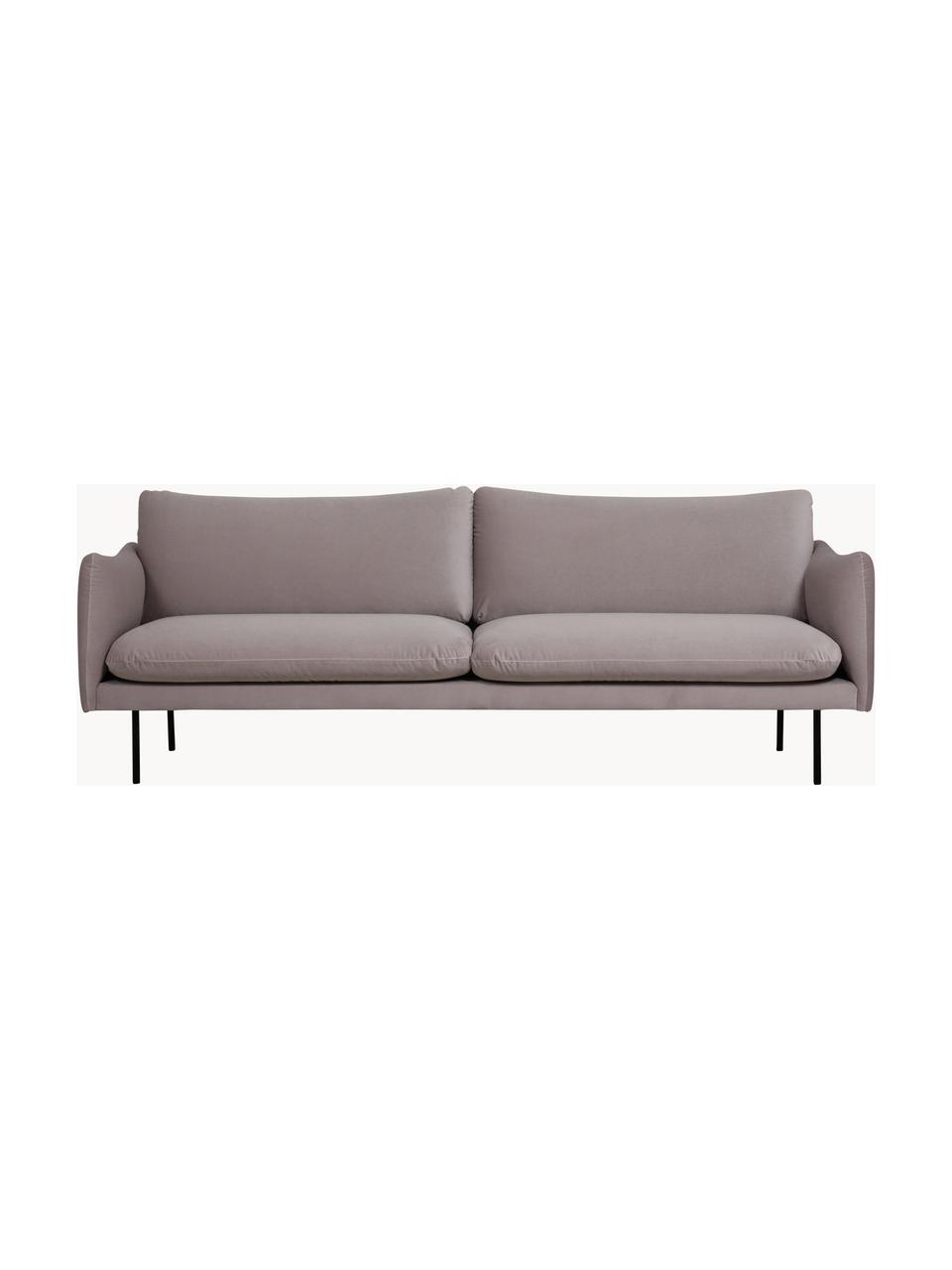 Sofa z aksamitu Moby (3-osobowa), Tapicerka: aksamit (wysokiej jakości, Stelaż: lite drewno sosnowe z cer, Nogi: metal malowany proszkowo, Greige aksamit, S 220 x G 95 cm