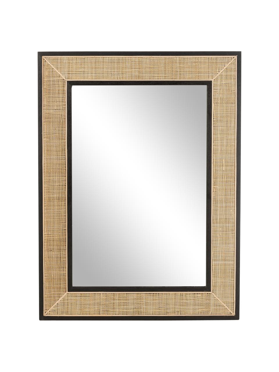 Wandspiegel Molly aus Rattan, Rahmen: Rattan, Rückseite: Mitteldichte Holzfaserpla, Spiegelfläche: Spiegelglas, Helles Holz, B 90 x H 120 cm
