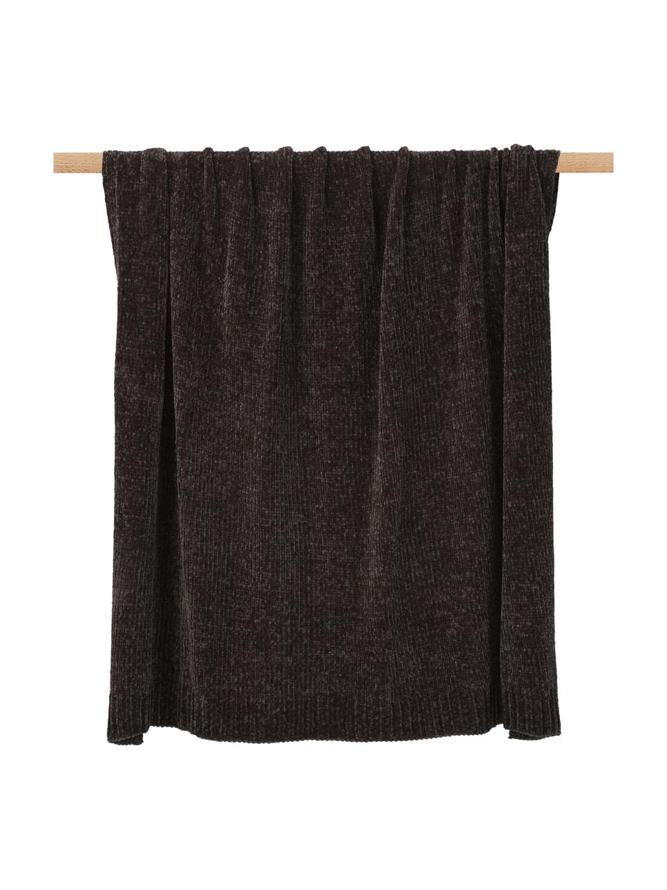 Měkký žinilkový pléd Beckett, 100 % polyester, Tmavě šedá, Š 130 cm, D 170 cm