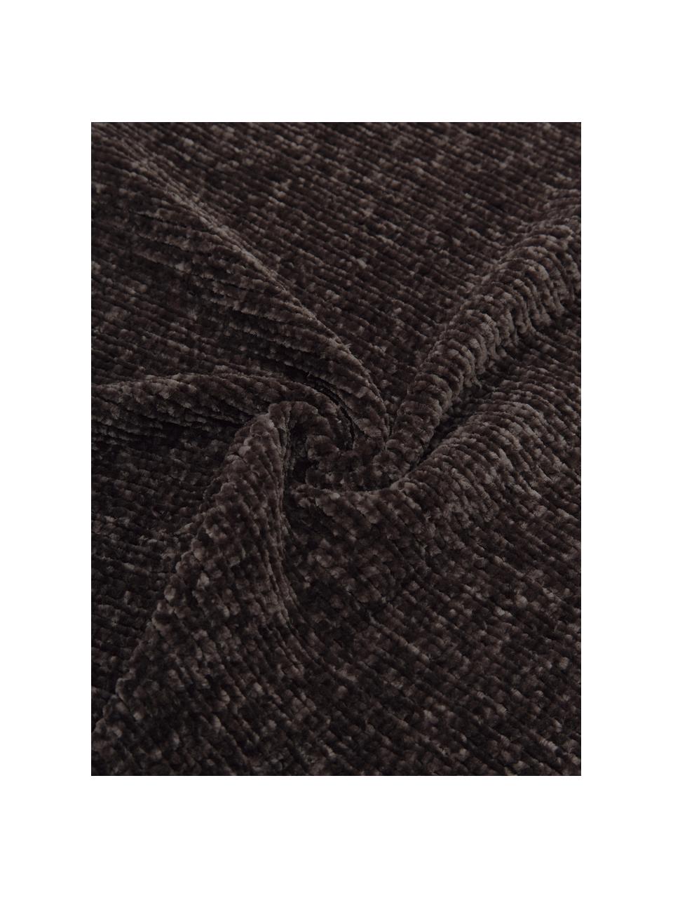 Zachte chenille plaid Beckett in donkergrijs, 100% polyester, Donkergrijs, B 130 x L 170 cm