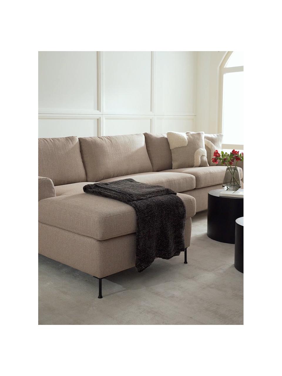 Weiche Chenille-Decke Beckett in Dunkelgrau, 100% Polyester, Dunkelgrau, B 130 x L 170 cm