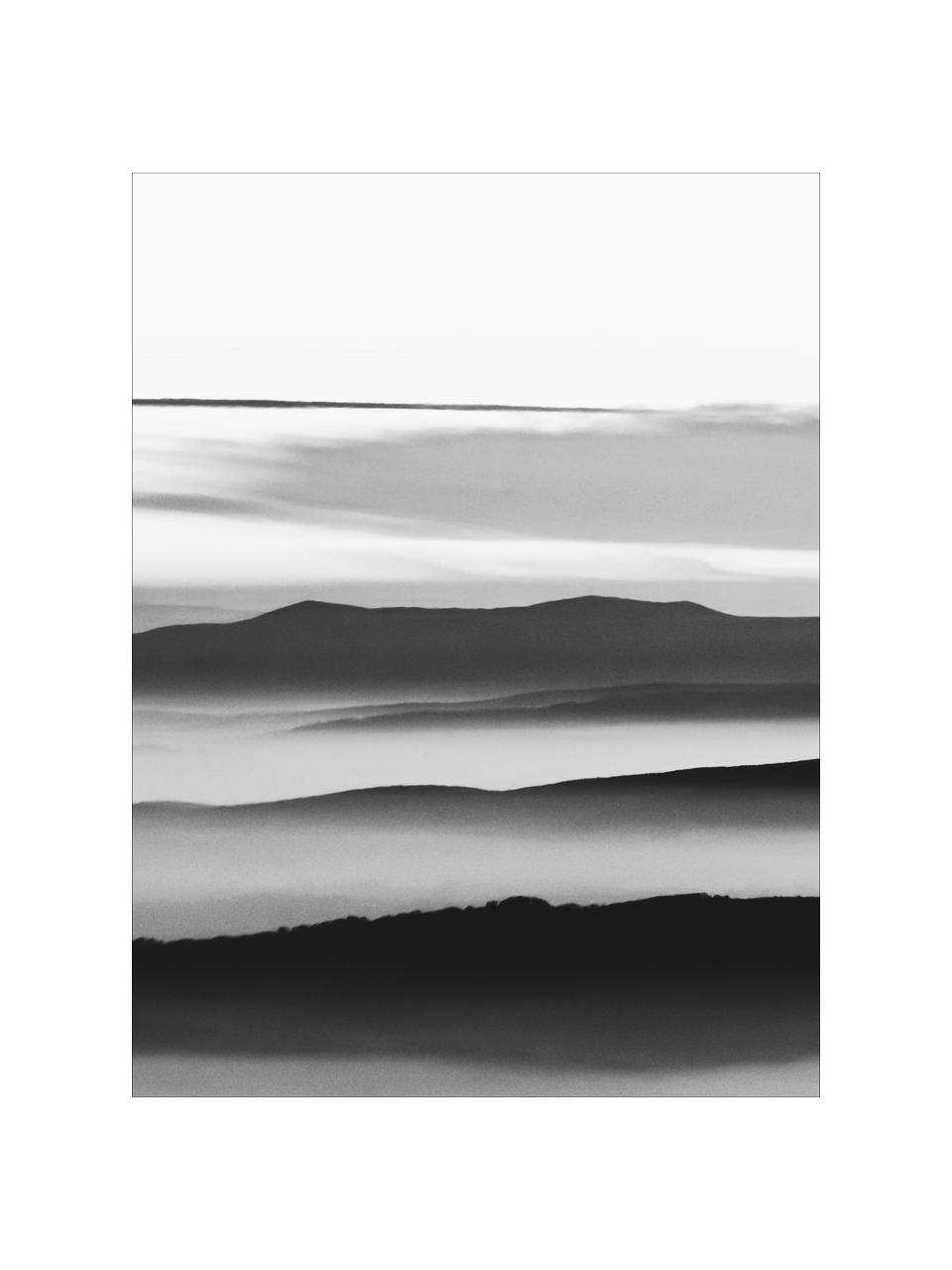 Impression numérique encadrée Mystic scenery, Noir, blanc, larg. 30 x long. 40 cm