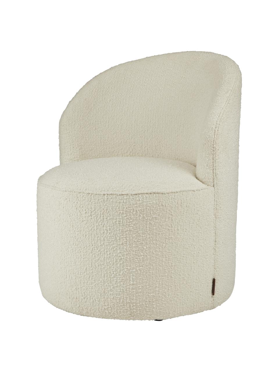 Chaise cocktail en peluche Effie, Tissu bouclé (polyester), En tissu bouclé blanc crème, larg. 66 x prof. 68 cm