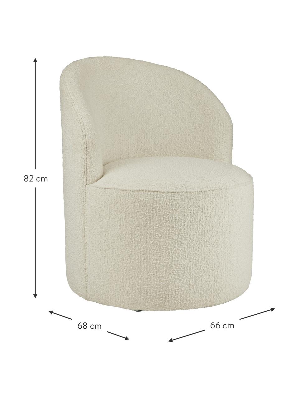 Poltroncina da cocktail in teddy Effie, Bouclé (poliestere), Bouclé bianco crema, Larg. 66 x Prof. 68 cm