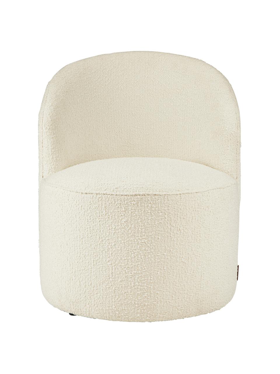 Poltroncina da cocktail in teddy Effie, Bouclé (poliestere), Bouclé bianco crema, Larg. 66 x Prof. 68 cm