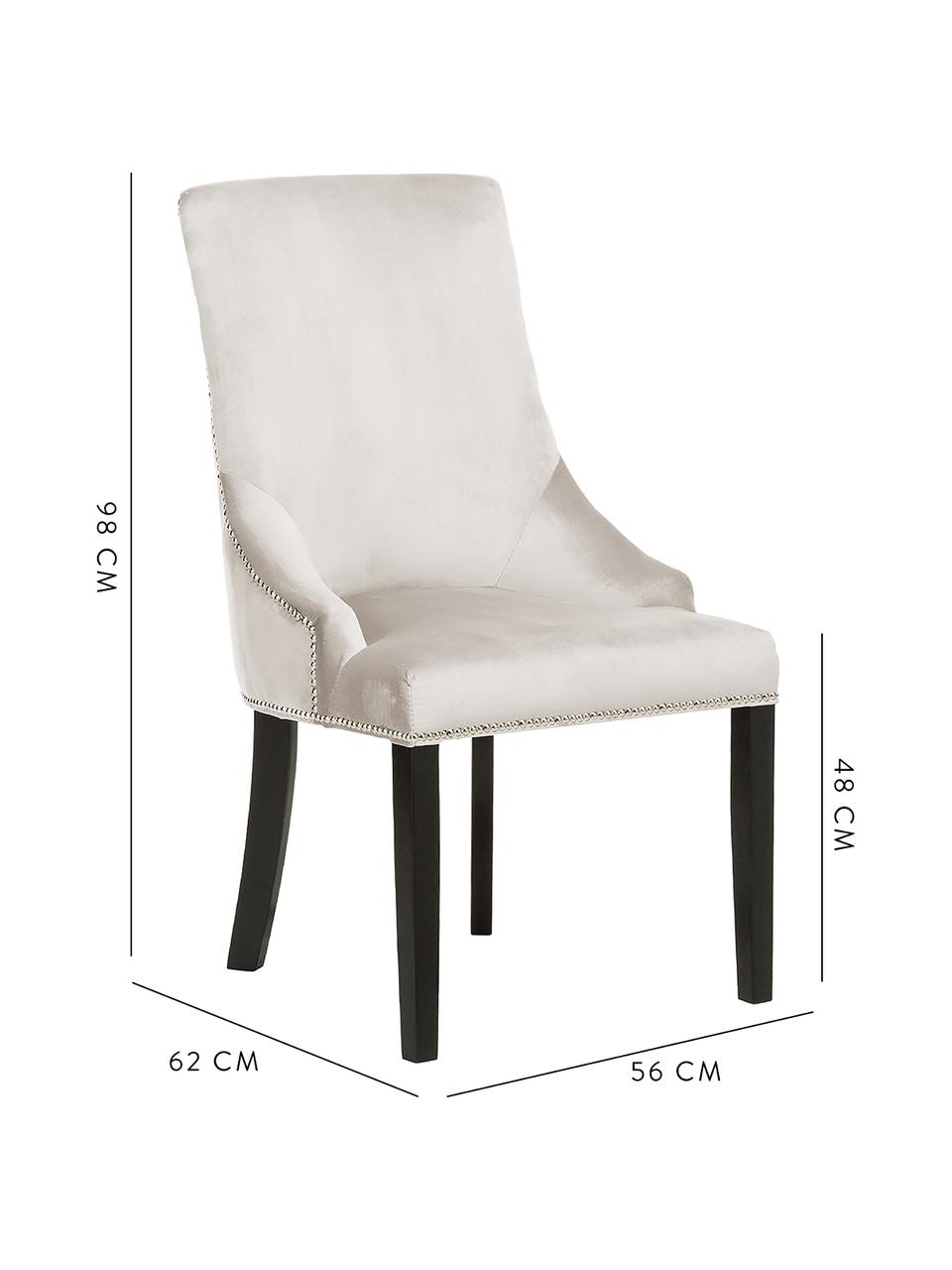 Sametová čalouněná židle Georgia, Krémová, černá, ocel