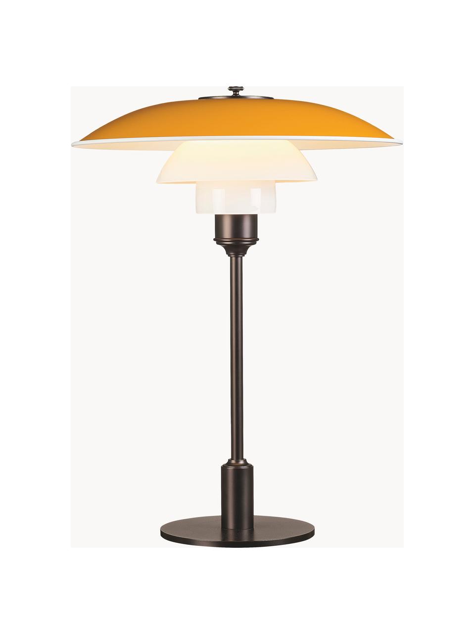 Velká stolní lampa PH 3½-2½, ručně foukaná, Okrová, měděná, Ø 33 cm, V 45 cm