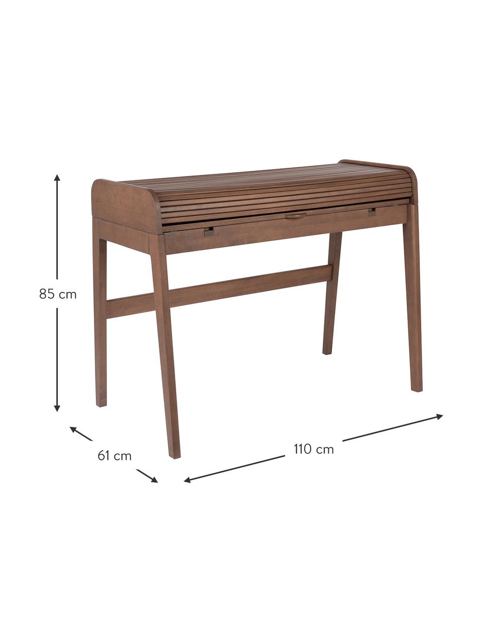 Holz-Schreibtisch Barbier mit rollbarer Abdeckung und geriffelter Front, Walnussholz, B 110 x H 85 cm