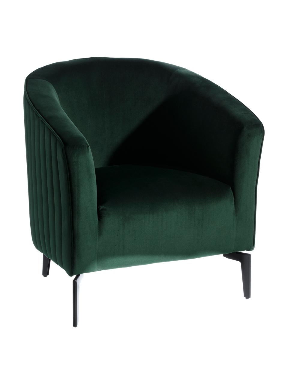 Sillón cóctel de terciopelo Babsy, Tapizado: 100% terciopelo de poliés, Patas: metal, Verde oscuro, An 62 x F 72 cm