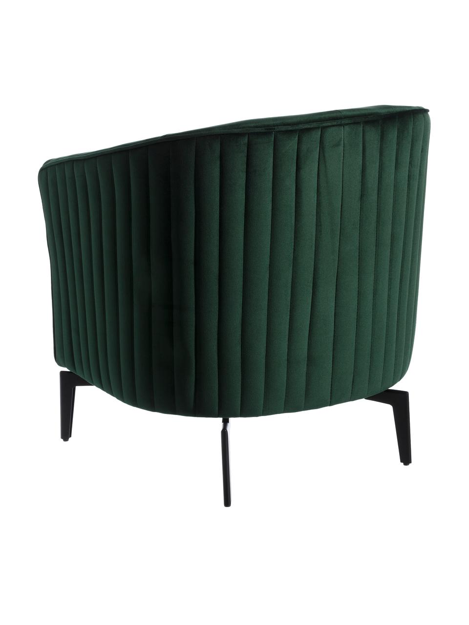 Sillón cóctel de terciopelo Babsy, Tapizado: 100% terciopelo de poliés, Patas: metal, Verde oscuro, An 62 x F 72 cm