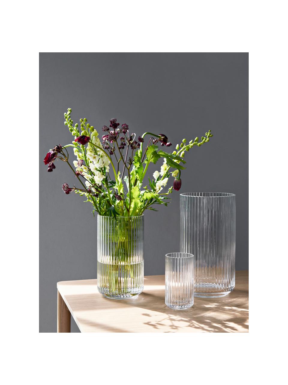 Ručně foukaná váza Lyngby, V 25 cm, Sklo, Transparentní, Š 15 cm, V 25 cm