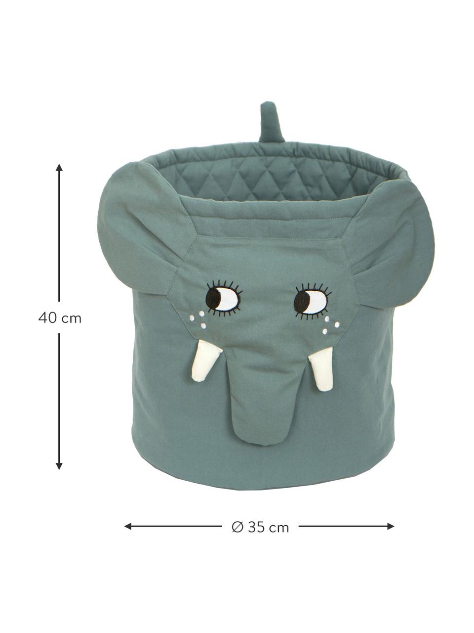 Kosz do przechowywania Elephant, Tapicerka: 100% bawełna, Szarozielony, Ø 35 x W 40 cm