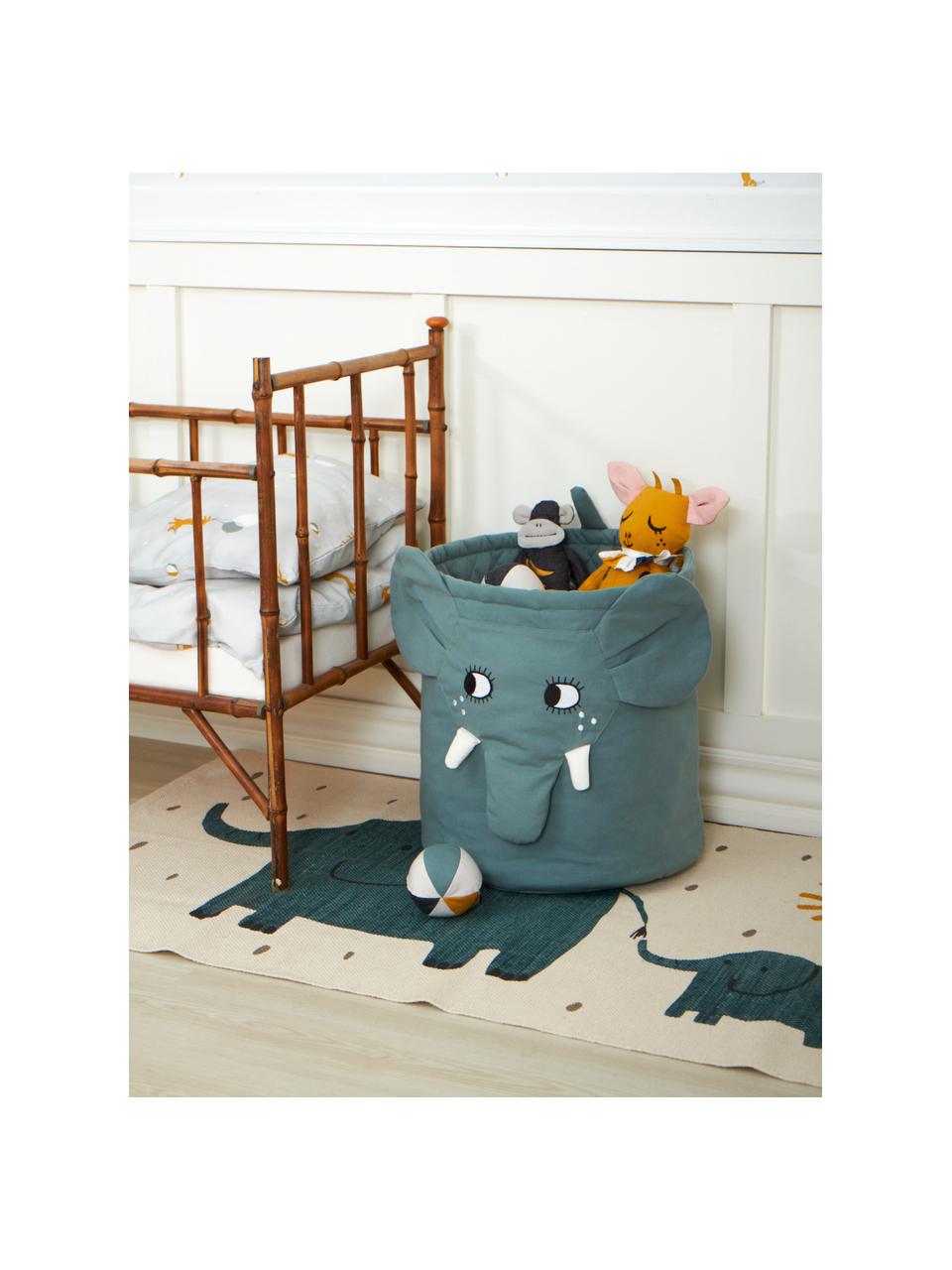 Cesta Elephant, Funda: 100% algodón, Gris verdoso, Ø 35 x Al 40 cm