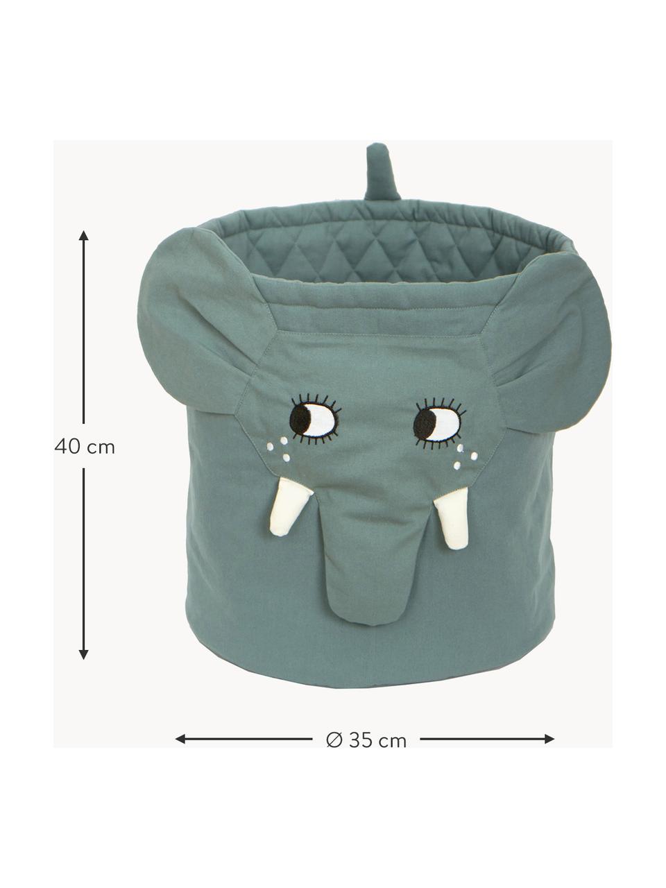 Cesta Elephant, Funda: 100% algodón, Verde salvia, Ø 35 x Al 40 cm