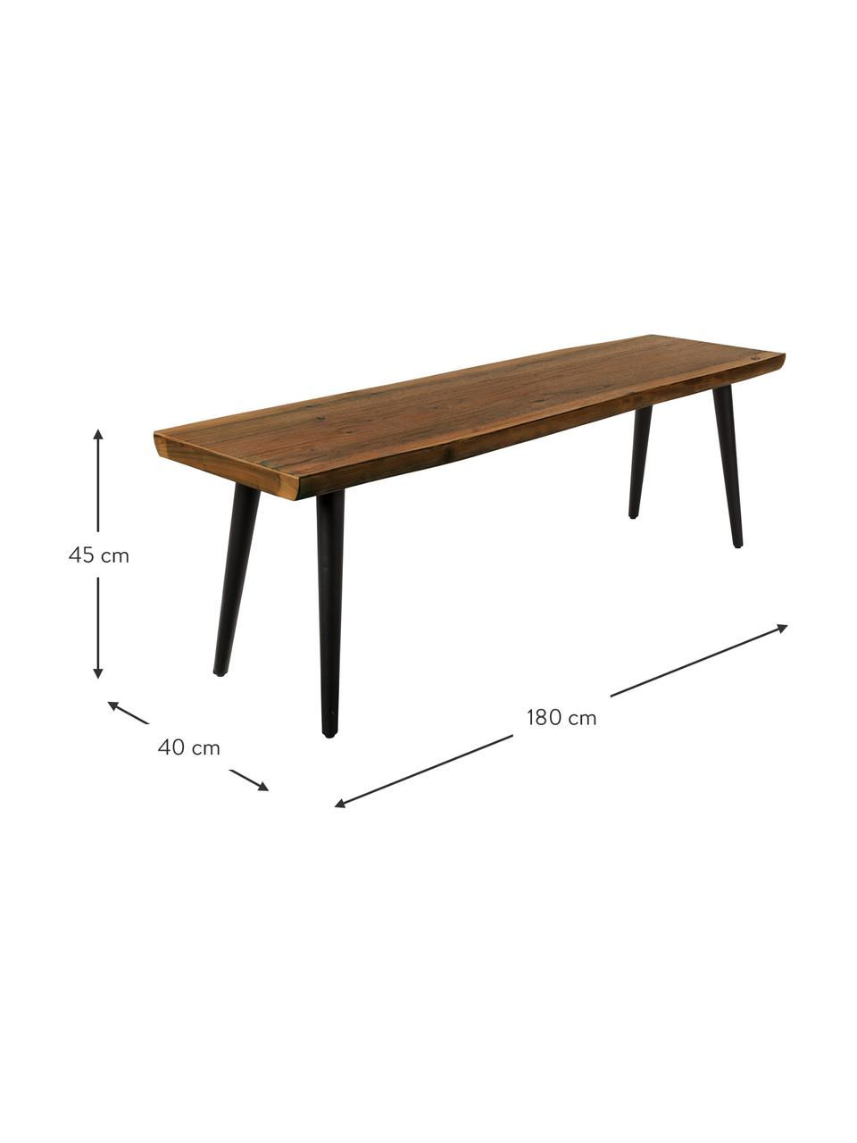 Sitzbank Alagon mit Baumkante, Sitzfläche: Mitteldichte Faserplatte , Beine: Stahl, pulverbeschichtet, Holz, lackiert, B 180 x H 45 cm