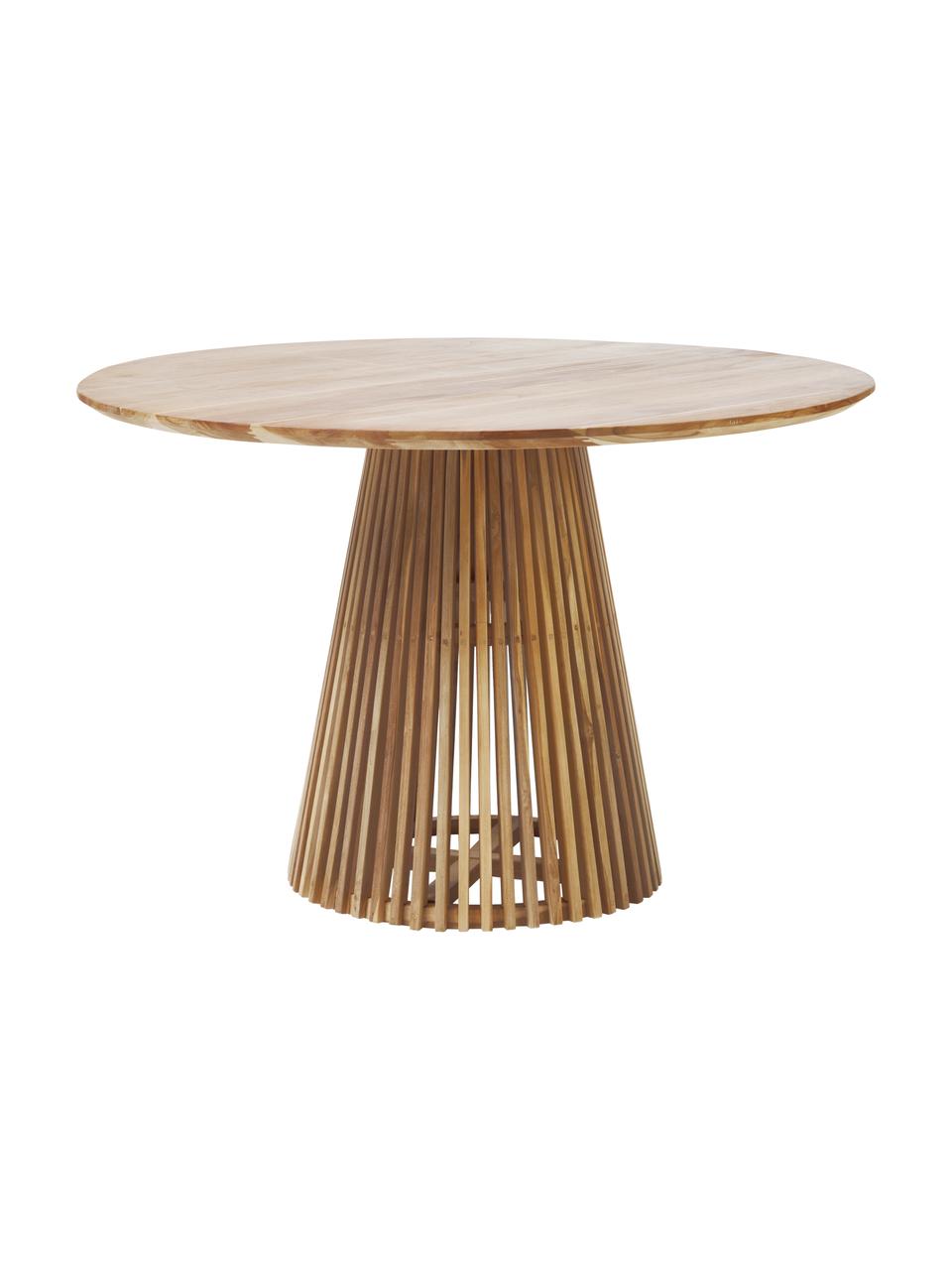 Okrúhly jedálenský stôl s doskou z masívu Jeanette, Ø 120 cm, Prírodné tíkové drevo, Tíkové drevo, Ø 120 x V 78 cm