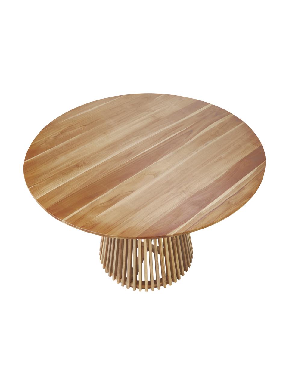 Ronde eettafel Jeanette met massief houten blad, Ø 120 cm, Natuurlijk teakhout, Teakhout, Ø 120 x H 78 cm