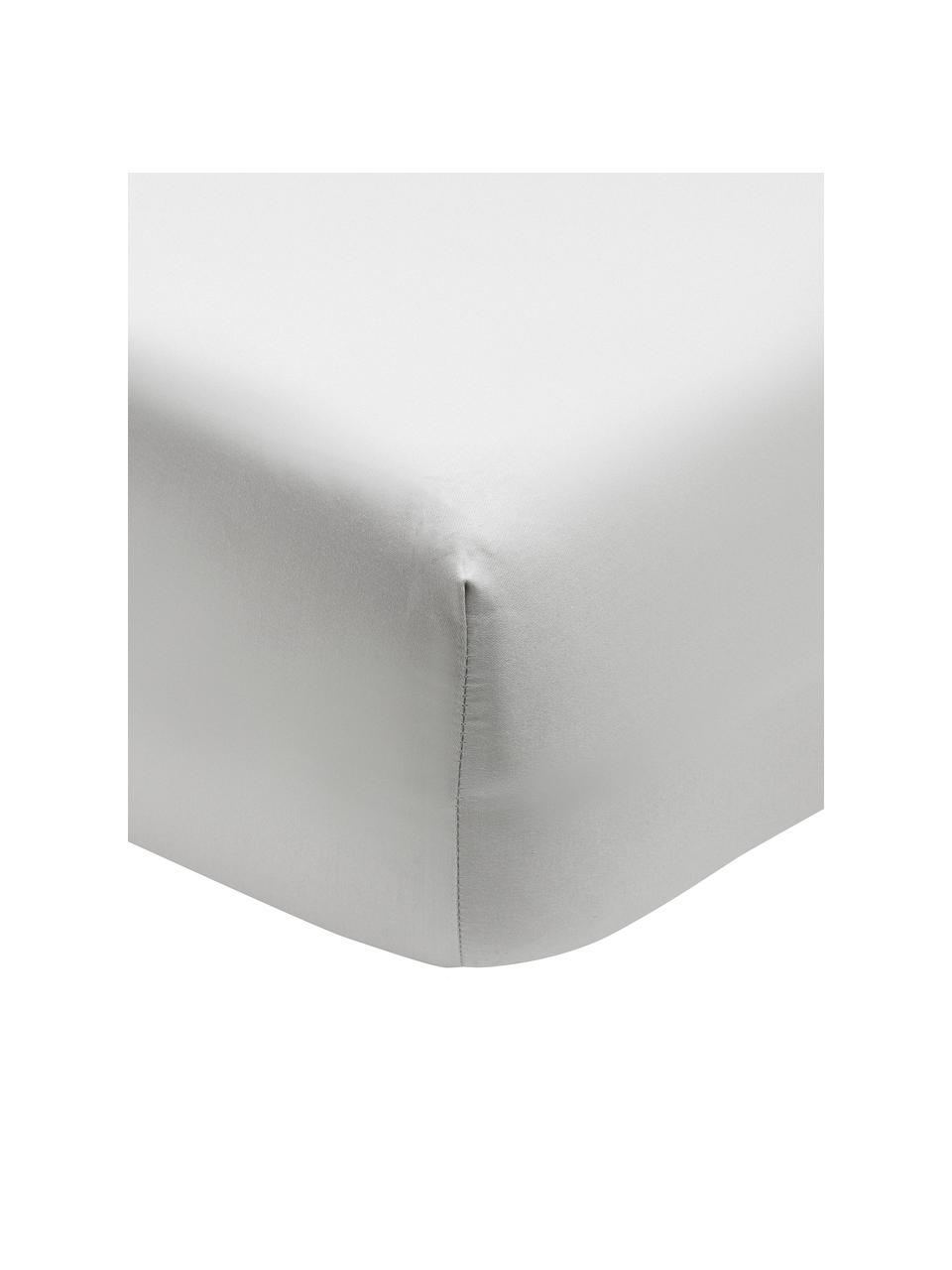 Sábana bajera de satén de algodón ecológico Premium, Gris claro, Cama 150/160 cm (160 x 200 cm)