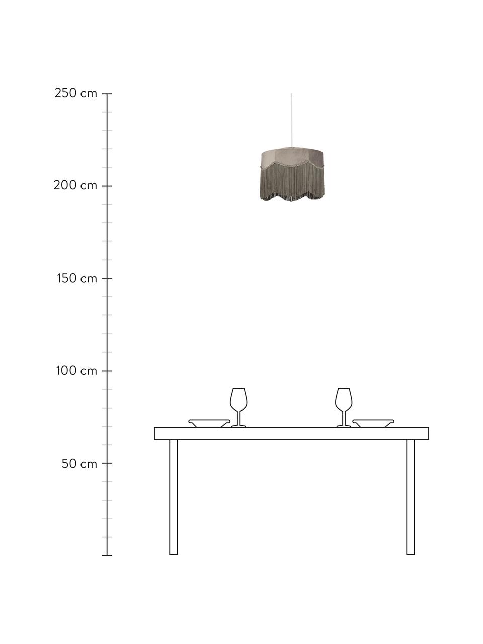 Hanglamp Alena van fluweel, Lampenkap: fluweel, Baldakijn: metaal, Grijs, Ø 35 x H 29 cm