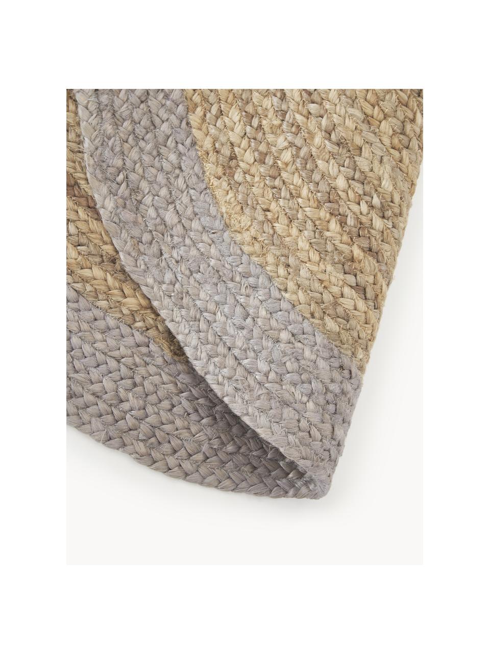Rond jute vloerkleed Shanta met grijze rand, handgemaakt, 100% jute

Omdat het gevoel van jute vloerkleden een beetje ruw is, zijn ze minder geschikt voor direct contact met de huid., Beige, grijs, Ø 140 cm (maat M)