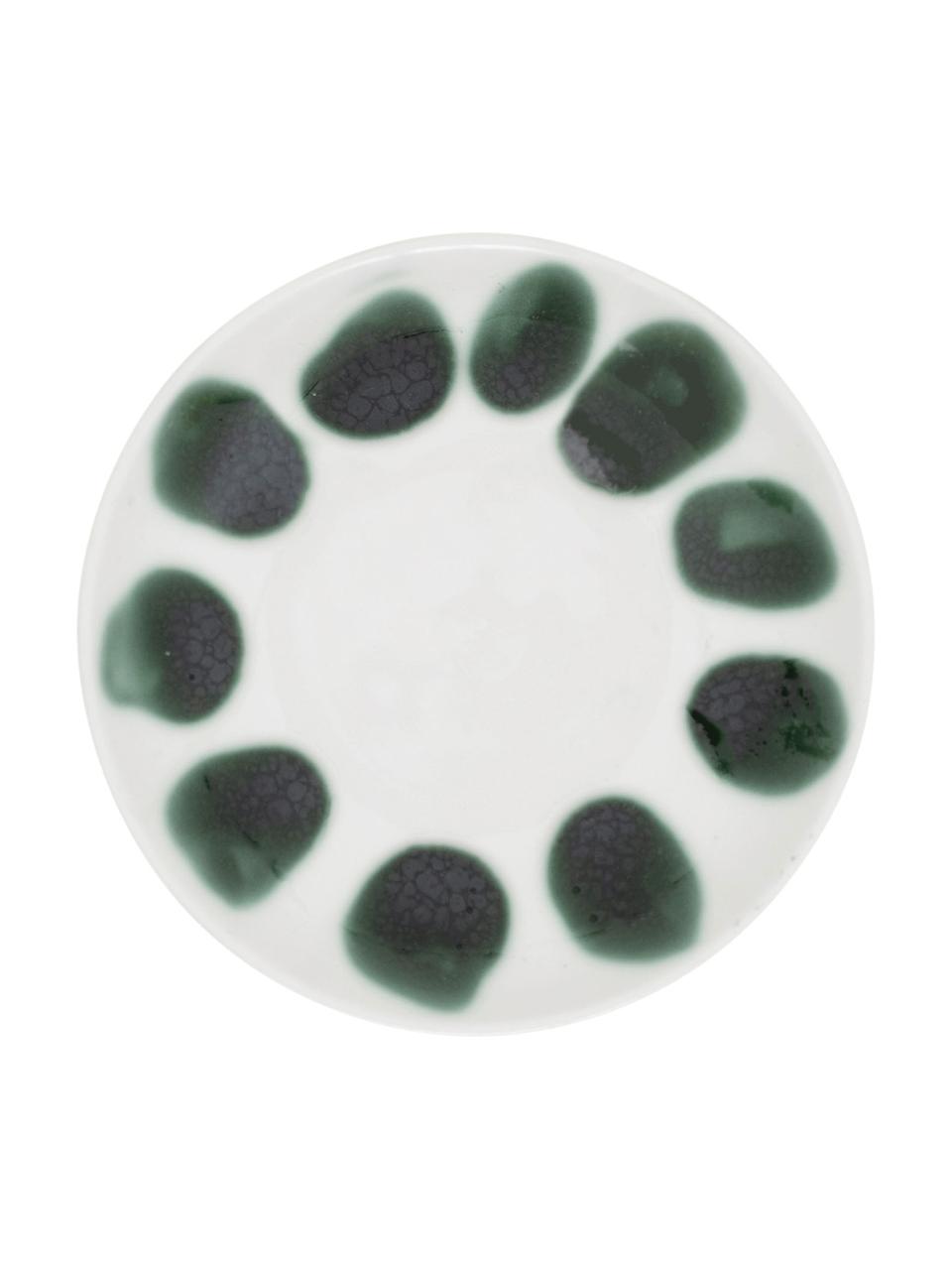 Ručne maľovaný dezertný tanier Sparks, 2 ks, Kamenina, Biela, zelená, Ø 12 cm