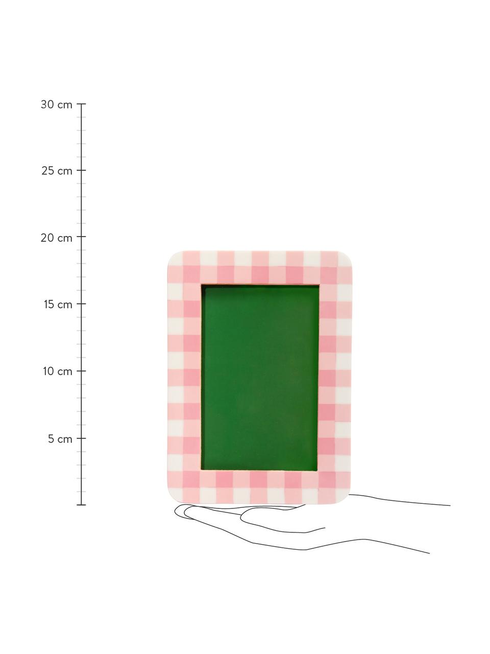 Fotorámeček Vichy, Polyresin, MDF deska (dřevovláknitá deska střední hustoty), Růžová, bílá, 10 x 15 cm