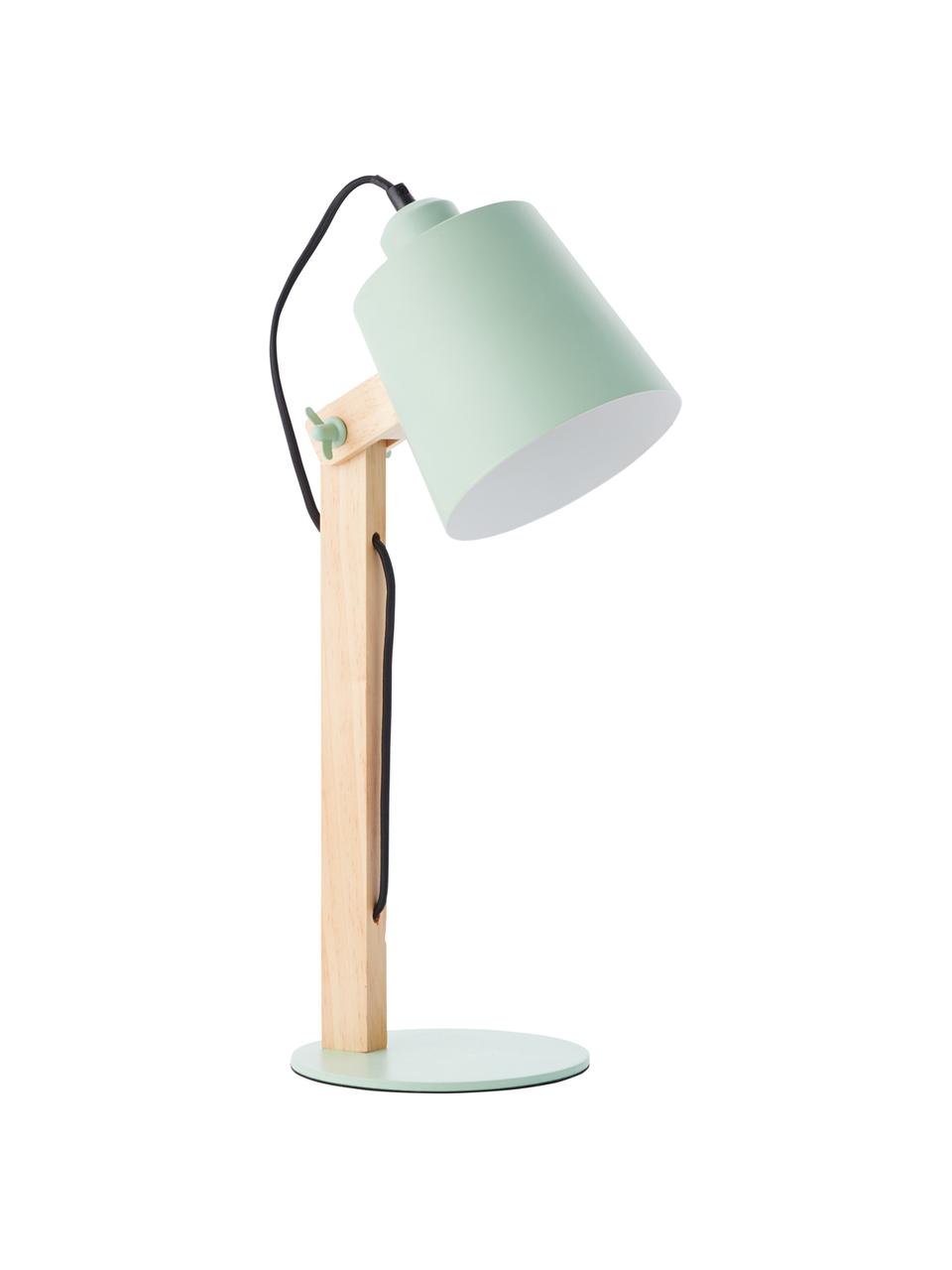 Lampa biurkowa Swive, Zielony miętowy, drewno naturalne, S 16 x W 52 cm