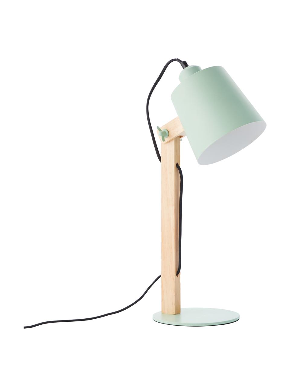 Grote bureaulamp Swivel met houten voet, Lampenkap: metaal, Lampvoet: metaal, Mintgroen, hout, 16 x 52 cm