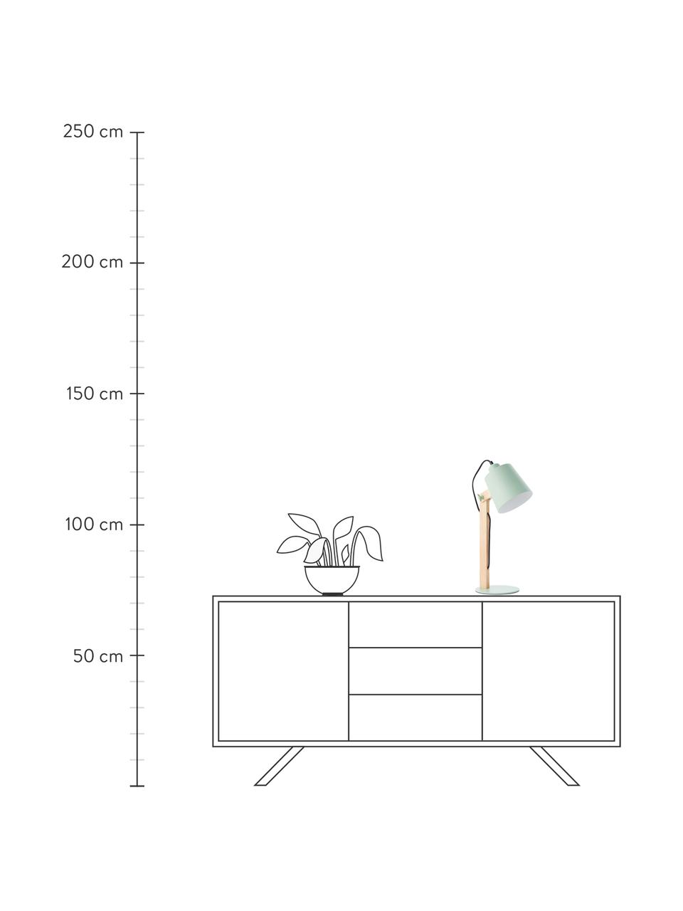 Große Schreibtischlampe Swivel mit Holzfuß, Lampenschirm: Metall, Lampenfuß: Metall, Mintgrün, Holz, 16 x 52 cm