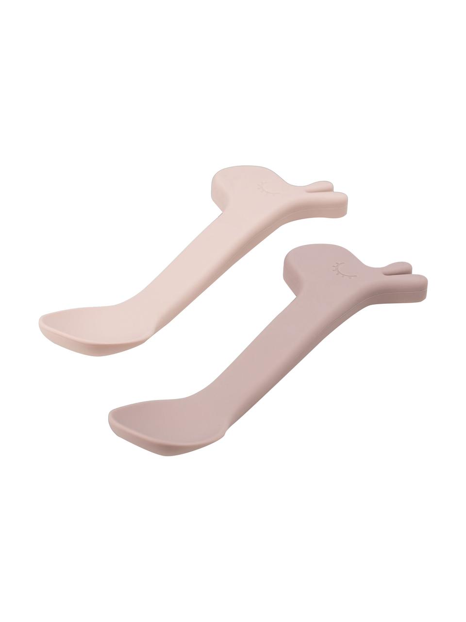 Lepelsset Lalee, 2-delig, 100% siliconen, Lichtroze, oudroze, L 14 cm