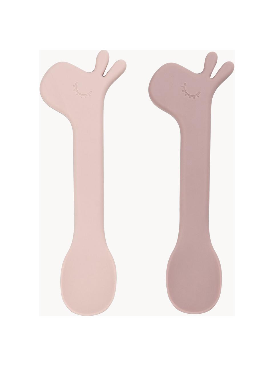 Cuillères pour enfants Lalee, 2 élém., 100 % silicone, Rose pâle, vieux rose, long. 14 cm