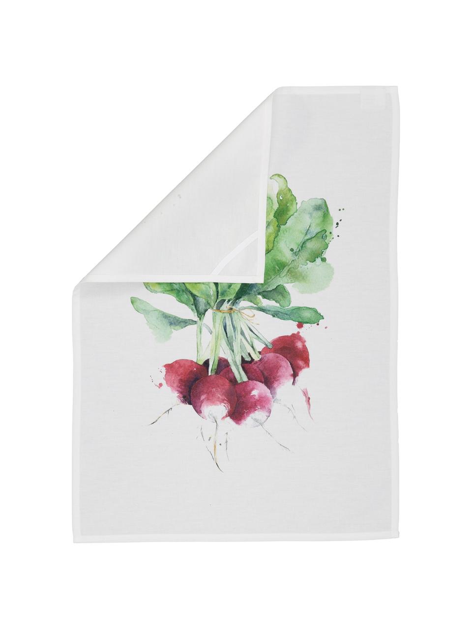 Komplet ręczników kuchennych z bawełny Marchè, 3 elem., Biały, zielony, czerwony, S 50 x D 70 cm