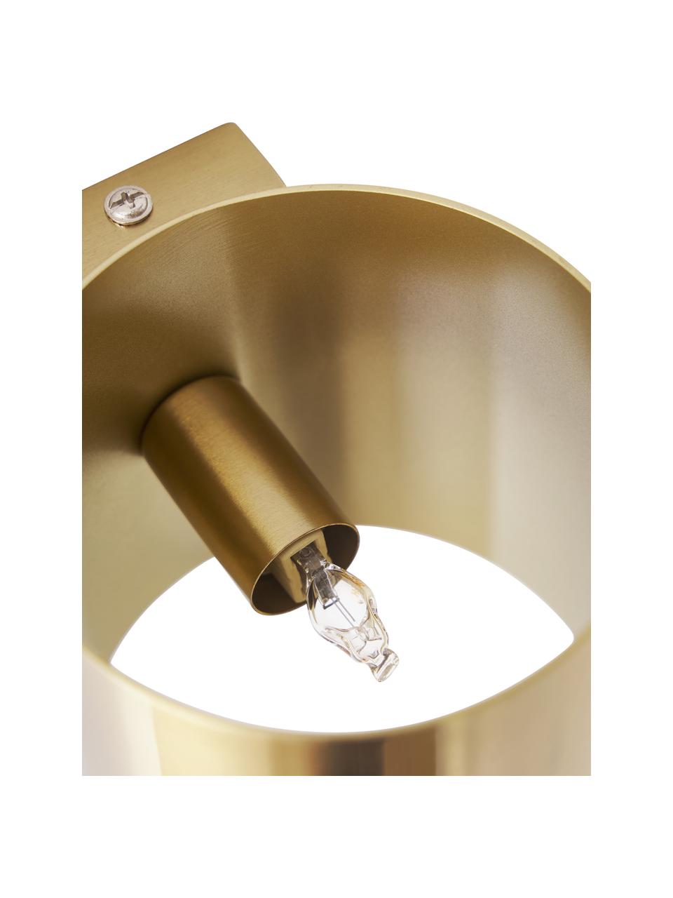 Kleine wandlamp Roda in messing, Lampenkap: gepoedercoat ijzer, Messingkleurig, B 10 x H 10 cm