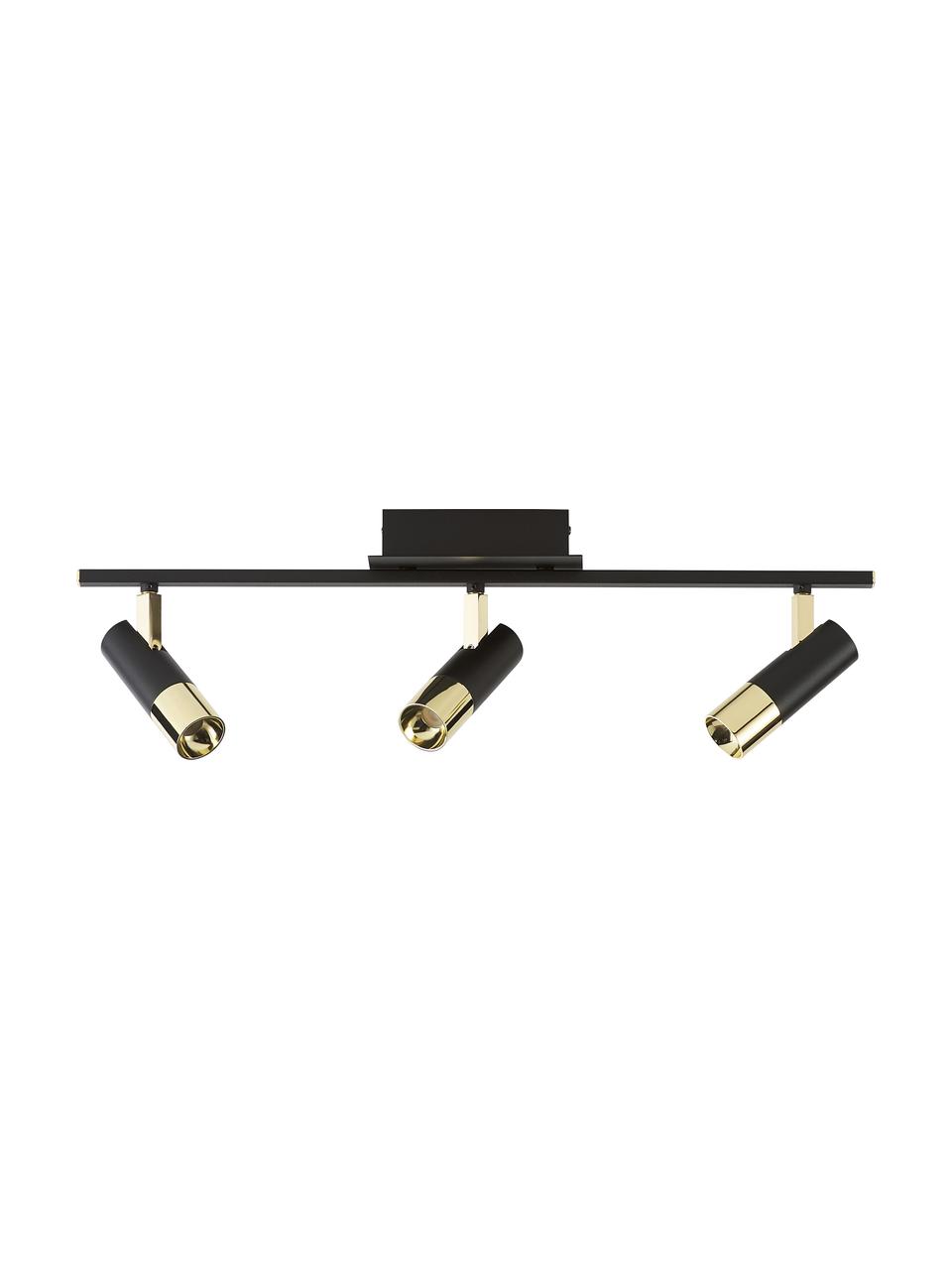 Riel LED Bobby, Anclaje: metal con pintura en polv, Estructura: metal con pintura en polv, Negro, dorado, An 66 x Al 13 cm
