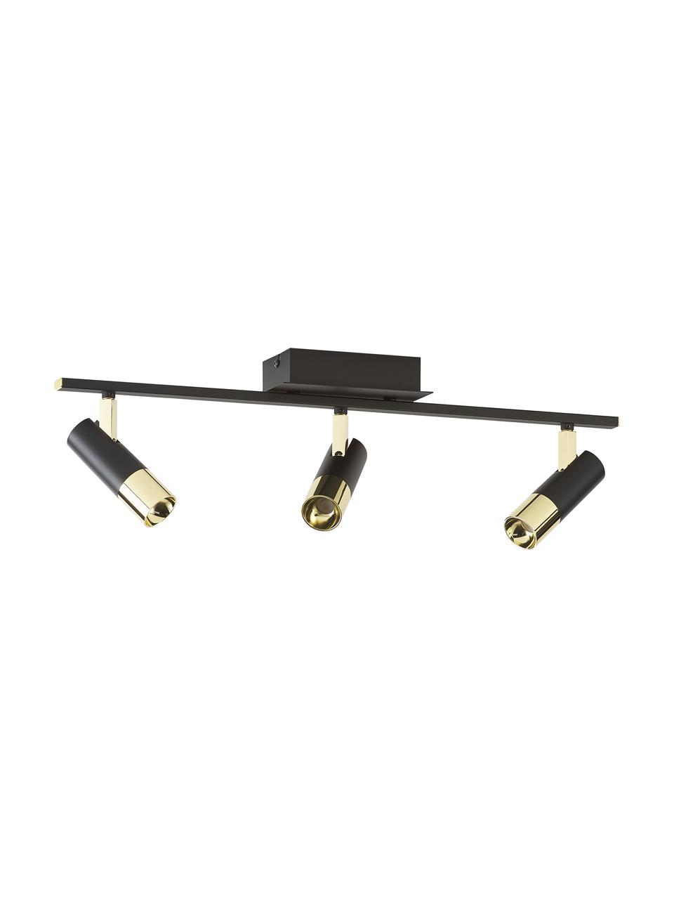 Faretti da soffitto a LED Bobby, Paralume: metallo verniciato a polv, Baldacchino: metallo verniciato a polv, Struttura: metallo verniciato a polv, Nero, dorato, Larg. 66 x Alt. 13 cm