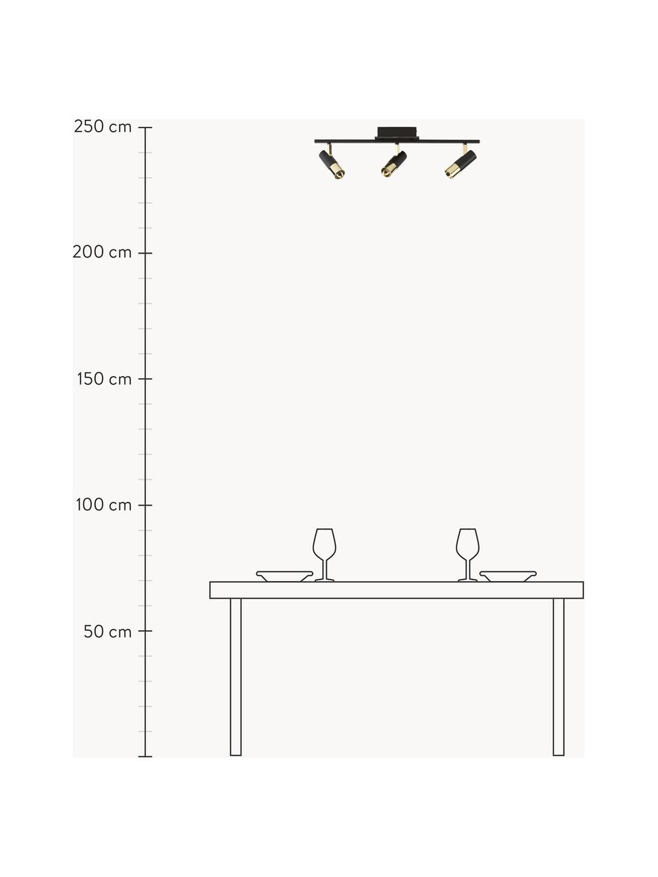 LED-Deckenstrahler Bobby-Gold, Baldachin: Metall, pulverbeschichtet, Schwarz, Goldfarben, B 66 x H 13 cm