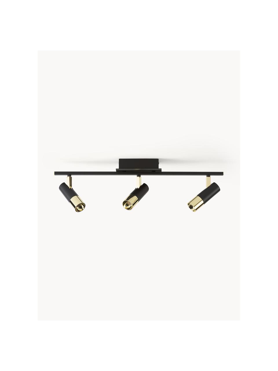 Faretti da soffitto a LED Bobby, Paralume: metallo verniciato a polv, Baldacchino: metallo verniciato a polv, Struttura: metallo verniciato a polv, Nero, dorato, Larg. 66 x Alt. 13 cm