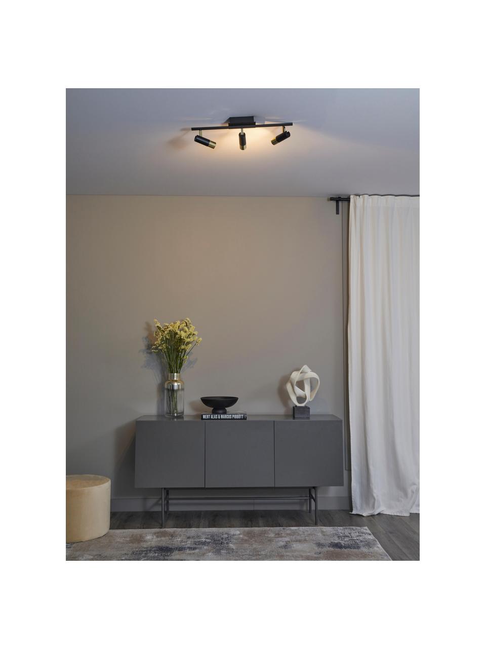 Riel LED Bobby, Anclaje: metal con pintura en polv, Estructura: metal con pintura en polv, Negro, dorado, An 66 x Al 13 cm