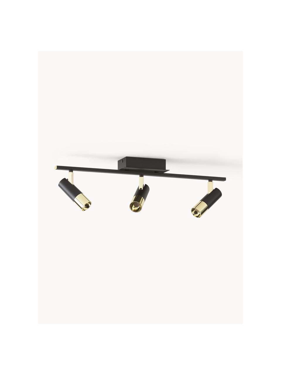 Faretti da soffitto a LED Bobby, Paralume: metallo verniciato a polv, Baldacchino: metallo verniciato a polv, Struttura: metallo verniciato a polv, Nero, dorato, Larg. 66 x Alt. 13 cm