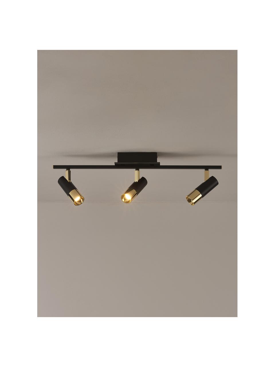 Faretti da soffitto a LED Bobby, Paralume: metallo verniciato a polv, Baldacchino: metallo verniciato a polv, Struttura: metallo verniciato a polv, Nero, dorato, Larg. 66 x Alt. 13 cm