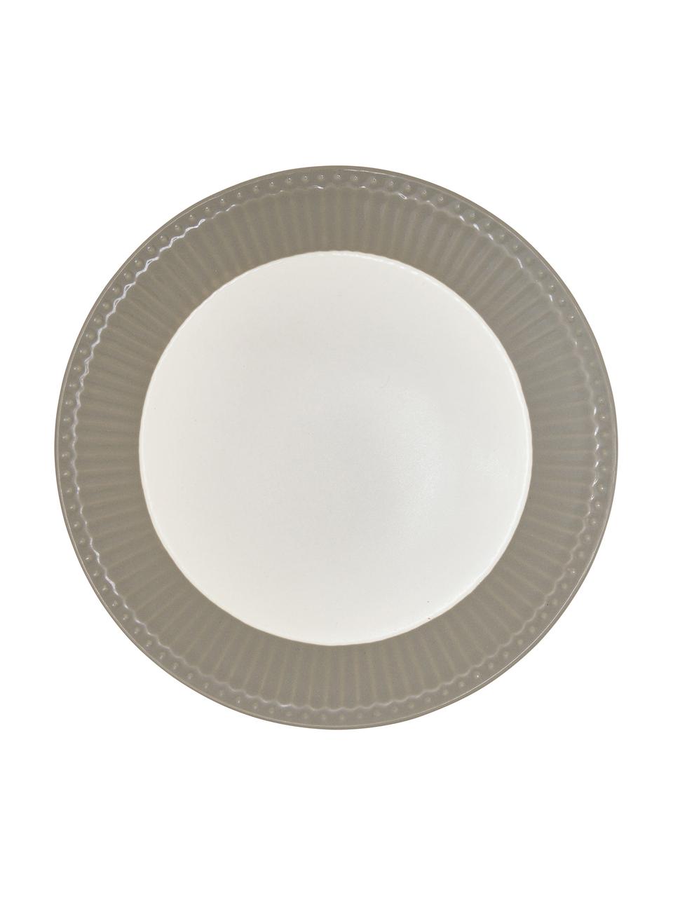 Ručne vyrobený raňajkový tanier s reliéfom Alice, 2 ks, Sivá, biela
