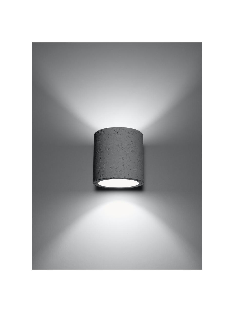 Ručne vyrobené nástenné svietidlo z betónu Roda, Betón, Svetlosivá, Š 10 x V 10 cm