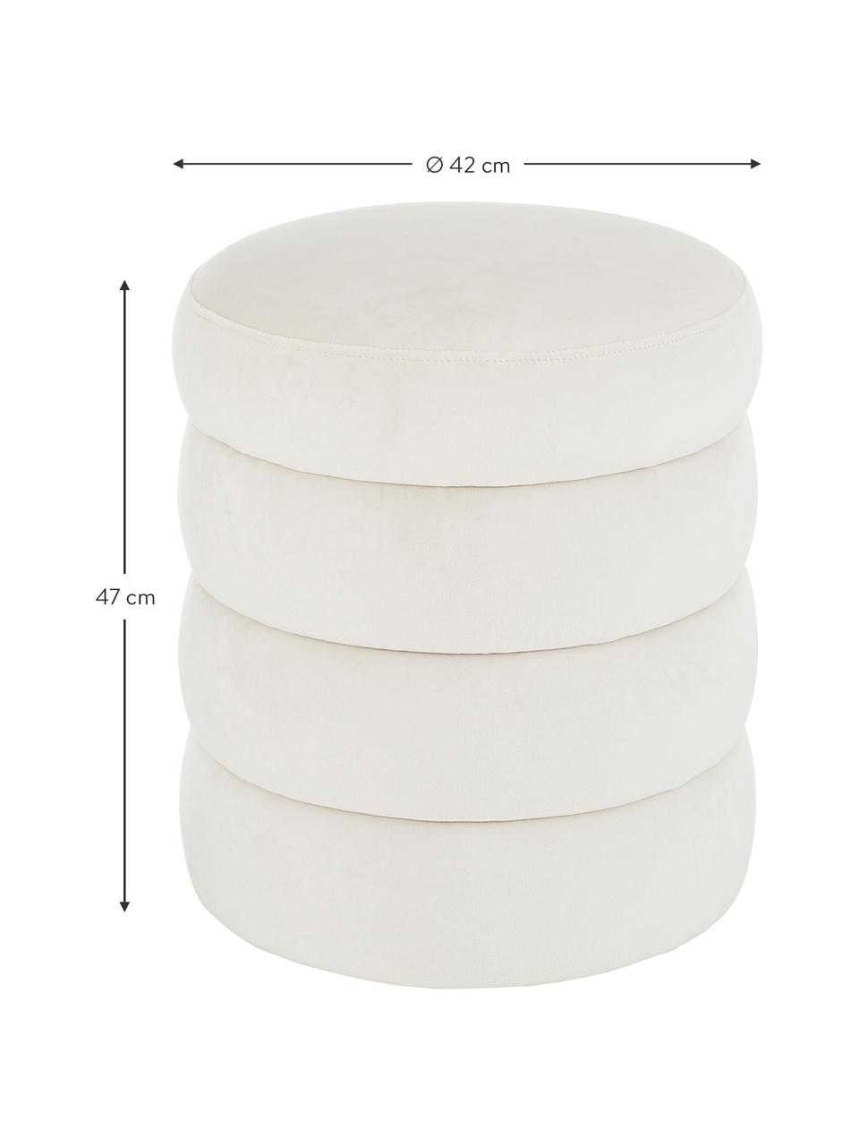 Tabouret velours blanc crème Alto, Velours blanc crème, Ø 42 x haut. 47 cm