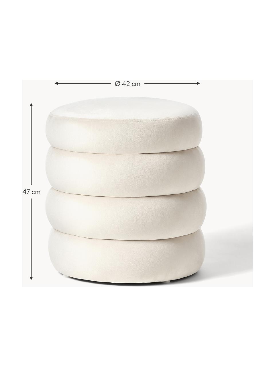 Puf z aksamitu Alto, Tapicerka: aksamit (100% poliester) , Stelaż: lite drewno sosnowe, skle, Kremowobiały aksamit, Ø 42 x W 47 cm